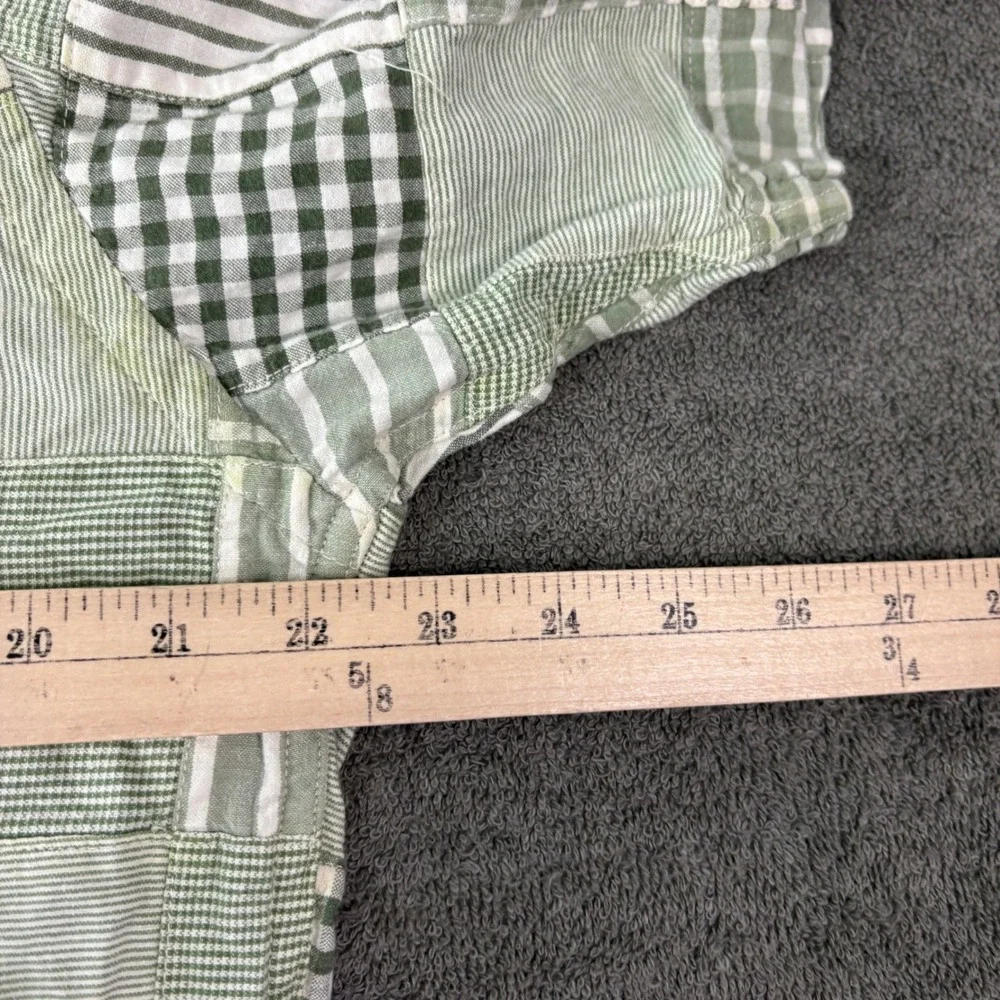 Brooks Brothers Sport Shirt Mens M Green Patchwork Button Up Short Sleeve Cotton